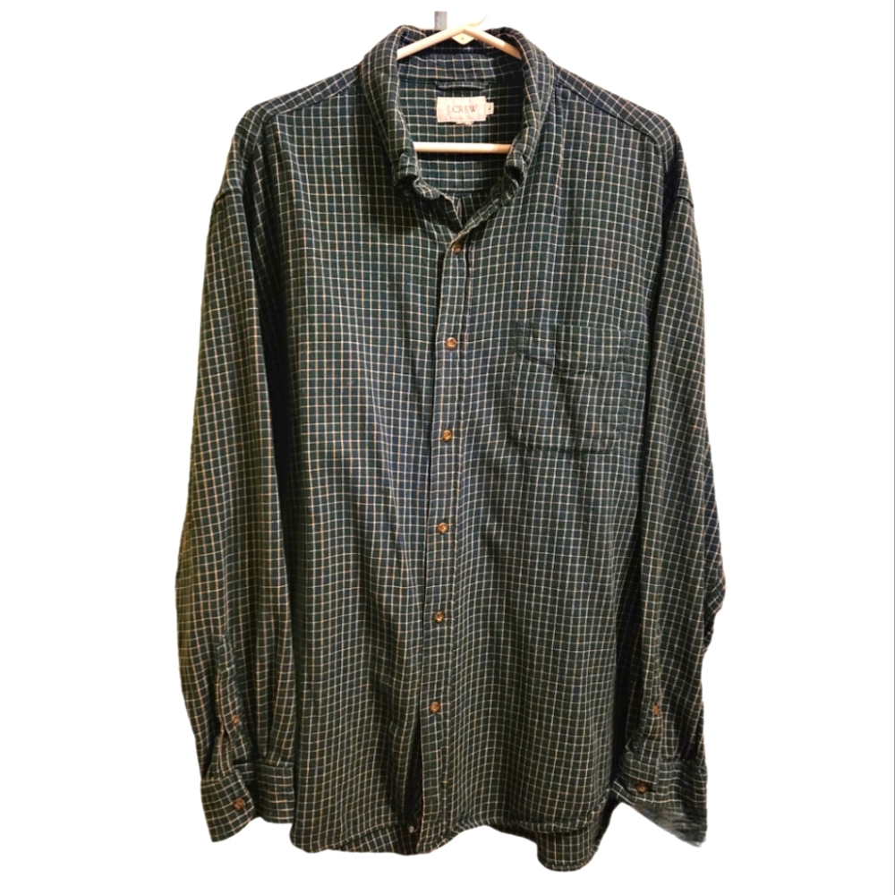 J. Crew Green Plaid Flannel Shirt